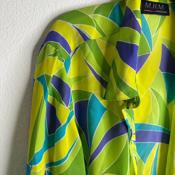 Oversized sheer bright vintage button up - Picture 3 of 5